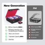 ZLCA Trading Card Storage Box 5-Row with Handle, MTG Storage Box | Holds 3900+ Cards with Commander Display, Top Loaders Organizer Case for TCG PTCG Sport Card(Black&Red) - Image 5