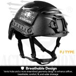 Tactical Airsoft Helmet with Cover for Paintball | PJ type, lightweight, vented 2.5 mm ABS shell, modular pads, adjustable chin strap, side rails and front NVG mount base - Image 4