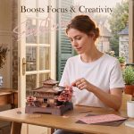 Rolife 3D Wooden Puzzle Miniature House Building Kit Sakura Pavilion | Japanese Cherry Blossom DIY Craft Model Building Set, Home Decor Gift for Adults Family - Image 8