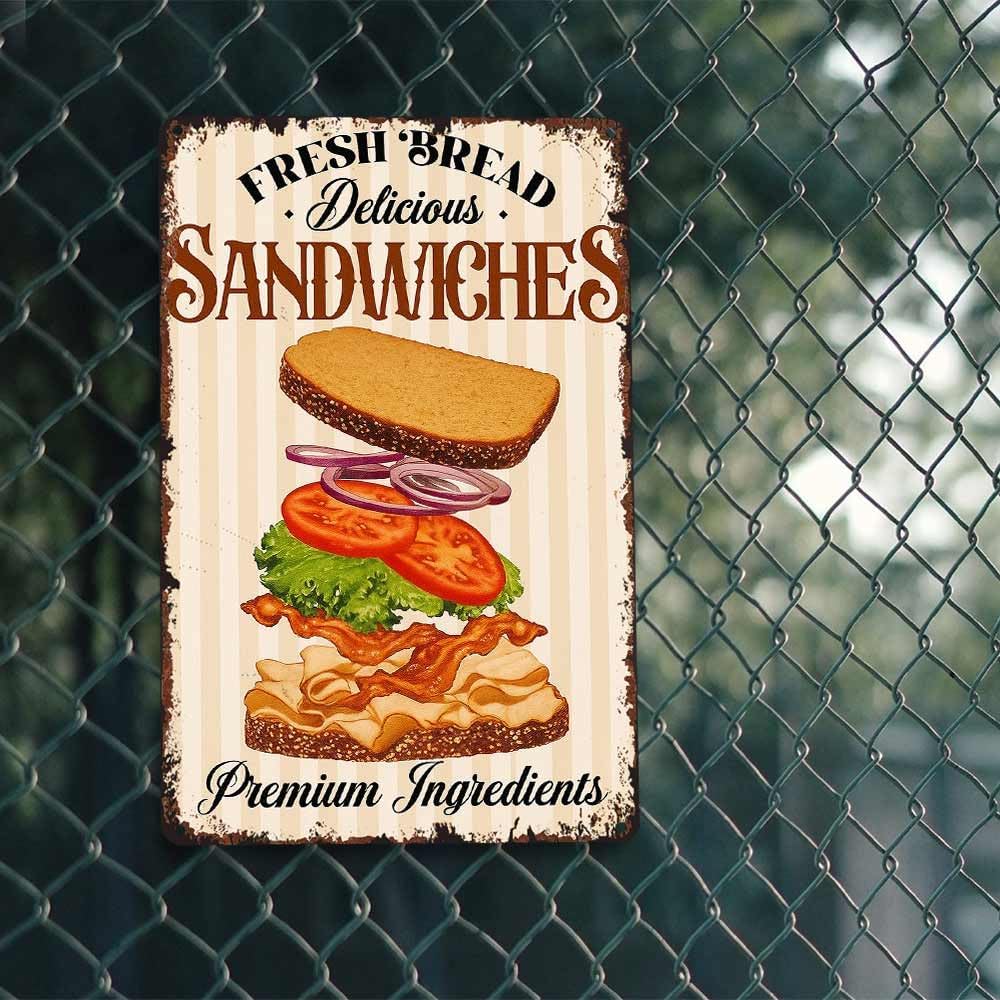 Vintage Delicious Sandwich Advertising Sign Poster Funny Metal Sign Aluminum 8x12inch For Bathroom Bedroom Living Room Wall Decor - Image 4