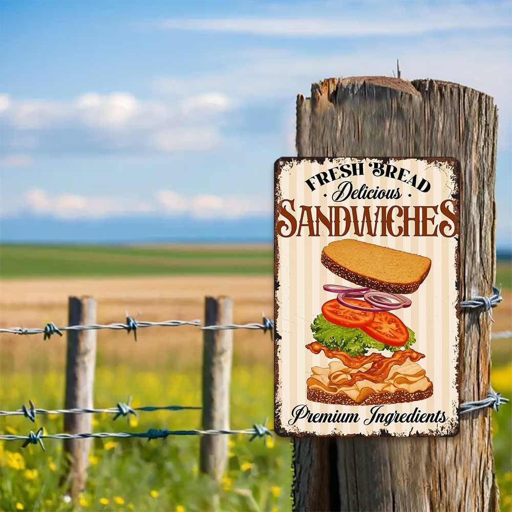 Vintage Delicious Sandwich Advertising Sign Poster Funny Metal Sign Aluminum 8x12inch For Bathroom Bedroom Living Room Wall Decor - Image 5