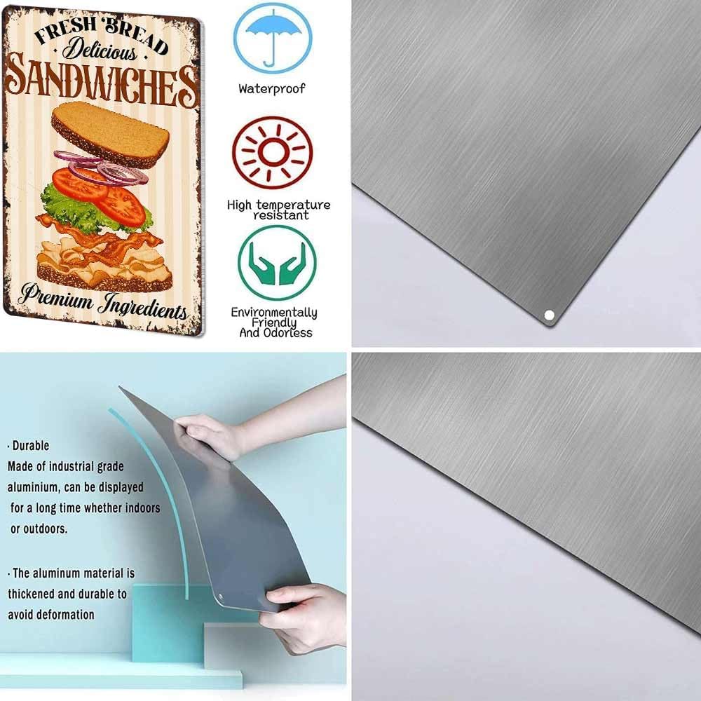 Vintage Delicious Sandwich Advertising Sign Poster Funny Metal Sign Aluminum 8x12inch For Bathroom Bedroom Living Room Wall Decor - Image 6