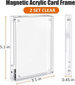 Acrylic Card Frame, Magnetic Trading Card Display Frames Desktop Display - 2 Sets Clear - Image 3