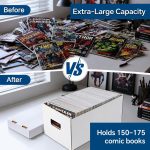 PIT66 5 Pcs Comic Book Storage Boxes, Holds 150-175 Comics Each, | Collapsible, Stackable, Moistureproof, White, 15.83"L x 11.42"W x 7.87"H - Image 4