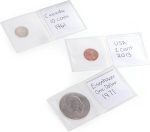 Leuchtturm Lighthouse - Clear Coin Flips 2" x 2" Double Pockets for Coins up 42 mm in Diameter, Labels Included - Pack of 100 - Image 3