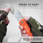4-Pack Box Cutter, Colorful Folding Utility Knife w/ 10 pcs Blades | Tough Design, Razor Sharp Blade, Comfortable Handle, Can cut Drywall, Sheet Plastic, Linoleum, Boxes, Rope - Image 4
