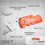 4-Pack Box Cutter, Colorful Folding Utility Knife w/ 10 pcs Blades | Tough Design, Razor Sharp Blade, Comfortable Handle, Can cut Drywall, Sheet Plastic, Linoleum, Boxes, Rope - Image 7