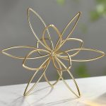 8" Gold Decorative Sphere, Metal Floral Tabletop Sculpture, Abstract Tabletop Decorative Ball for Home Metal Sphere Decor - Image 3
