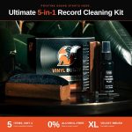 5-in-1 Vinyl Record Cleaning Kit | Premium Hardwood Velvet & Microfiber Brush, Stylus Brush, Alcohol-Free Solution & Storage Pouch — Clean, Protect & Restore Your LPs - Image 3