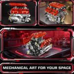 V8 Engine Model Kit, 1370 PCS Build Your Own Visible Car Motor | Advanced Mechanical Building Block Set for Adults | Collectible Engine Model for Display | Desk Decor & Gift for Car Lovers - Image 7