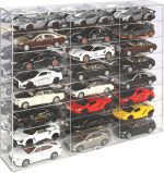 Clear Acrylic Display Case for 1:24 Scale Diecast Toy Model Cars Hot Small Toy Wheels Storage Showcase, 98% UV Protection, 4mm Thick Acrylic 24 Compartments, - Image 3