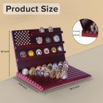 Challenge Coin Display Holder, 13-Row, Holds 80-110 Coins, Burgundy | Solid Wood Large Capacity Military Coin Stand with Sloped Base for Navy Army Police Veterans Collection - Image 3