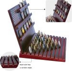 Challenge Coin Display Holder, 13-Row, Holds 80-110 Coins, Burgundy | Solid Wood Large Capacity Military Coin Stand with Sloped Base for Navy Army Police Veterans Collection - Image 4
