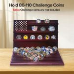 Challenge Coin Display Holder, 13-Row, Holds 80-110 Coins, Burgundy | Solid Wood Large Capacity Military Coin Stand with Sloped Base for Navy Army Police Veterans Collection - Image 5