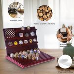 Challenge Coin Display Holder, 13-Row, Holds 80-110 Coins, Burgundy | Solid Wood Large Capacity Military Coin Stand with Sloped Base for Navy Army Police Veterans Collection - Image 6