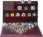 Challenge Coin Display Holder, 13-Row, Holds 80-110 Coins, Burgundy | Solid Wood Large Capacity Military Coin Stand with Sloped Base for Navy Army Police Veterans Collection - Image 7
