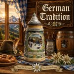 0.55L German Beer Steins with Lid – Winter Scene Ceramic Collectible Beer Stein Mug - Traditional German Steins for Beer Lovers, Men, Gifts & Home Bar Décor - Image 3