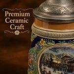 0.55L German Beer Steins with Lid – Winter Scene Ceramic Collectible Beer Stein Mug - Traditional German Steins for Beer Lovers, Men, Gifts & Home Bar Décor - Image 6