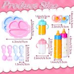 15Pcs Baby Doll Accessories Magic Bottle Set,Pretend Play Feeding Toy with Juice Milk Bottles,Sippy Cups,Pacifiers,Bowl Spoons,Bib,Diaper,Dolls Feeding Kit for Kids Girls,Party,Gift - Image 3