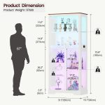 Lvifur Display Cabinet with Glass Doors - 71'' Tall Curio Cabinet with RGB Lights for Collectibles, LED Display Case with 7-Tier Shelves for Book/Medal/Figure for Living Room (White) - Image 3