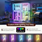 Lvifur Display Cabinet with Glass Doors - 71'' Tall Curio Cabinet with RGB Lights for Collectibles, LED Display Case with 7-Tier Shelves for Book/Medal/Figure for Living Room (White) - Image 6