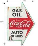 Coca-Cola Auto Shop Metal Sign | Gas, Oil, Auto Repairs Distressed Metal Wall Decor for Garage, Car Shop, or Man Cave - Image 8