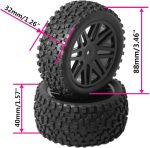 OD 88mm/3.46"12mm Hex Wheel Rims Rubber Tires with Sponge Replacement for 1/10 RC Off-Road Buggy Car,Black - Image 5