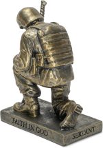 Dicksons Duty Faith God Praying Soldier 5 inch Gold Resin Stone Table Top Figurine - Image 5