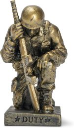 Dicksons Duty Faith God Praying Soldier 5 inch Gold Resin Stone Table Top Figurine - Image 6