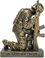 Dicksons Duty Faith God Praying Soldier 5 inch Gold Resin Stone Table Top Figurine - Image 7