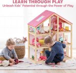 Tiny Land Wooden Dollhouse for Girls - 6 Rooms Wooden Doll House | DIY Pretend Doll House with 31Pcs Furniture Accessories, Creative Gift for Girl Ages 3+,Pink - Image 3