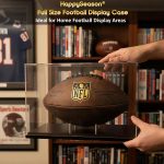 Happyseason Football Display Case, Clear Acrylic, Wood Base | Stainless Steel Pegs, Signed Football Stand Holder Full Size Large, Autographed Sports Memorabilia Collector Box, No Assembly - Image 5