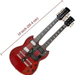 Led Zep Miniature Guitar Replica - 10 Inches Cherry Red Led Zeppelin Double Neck Guitar with Stand, Perfect Rock and Roll Gifts for Men, Mini Led Zep Desk Decor and Accessories - Image 4