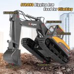 3 in 1 Remote Control Excavator Toy 1/14 Scale RC Excavator, 15 Channel Upgrade Full Functional Construction Vehicles with Tools Metal Breaker and Electric Gripper(Yellow/Black) - Image 4