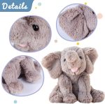 Hopearl Adorable Plush Calf Elephant Toy Floppy Elephish Ultra Soft Haggable Stuffed Animal Birthday Holiday Gift for Boys Girls Kids Toddlers, Gray, 9'' - Image 6