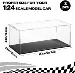 3 PCS Acrylic Model Car Display Case 1: 24 Scale Clear Display Boxes with Plastic Base Diecast Model Car Showcase & Storage Organizer for Vehicle Toy Collectibles Memorabilia - Image 3