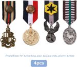 SUPERFINDINGS Brooch Pin Republique Francaise Eagle Hanging Charms Lapel Pins Military Hero Medals Retro Shield Geometric Alloy Medal Brooch Pins with Safety Chains - Image 3