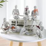 GRAPMKTG Home Decor Pulp Reading Women Thinker Statue Aesthetic Sculpture Room Decor Modern Abstract Decoration on Shelf Table Desk for Living Room Office Bedroom A - Image 3