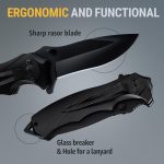 Pocket Knife for Men - Sharp Folding Blade, Glass Breaker, Pocket Clip - Camping Gear for EDC, Survival - Kitchen Knives & Accessories, Cake Knives 6495 B - Image 4