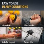 Pocket Knife for Men - Sharp Folding Blade, Glass Breaker, Pocket Clip - Camping Gear for EDC, Survival - Kitchen Knives & Accessories, Cake Knives 6495 B - Image 10