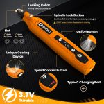 HARDELL Mini Cordless Rotary Tool, 5-Speed 69pcs Kit for 3D Printer Sanding | 5000-18000RPM, 2000mAh, USB-C, LED Light, Case – Engraving Pen for Polishing, Drilling, Carving, DIY Crafts - Image 3