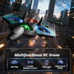 Foam RC Airplane with Cool Led Light, 360° Flip and Headless Mode, Remote Control Airplane RC Plane for Kids Adults Aged 6+, RC Flying Toy for Kids, Birthday Gift - Black Blue - Image 3