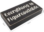 Esur Home Office Desk Black Decor - Inspirational Farmhouse Wooden Box Sign - Everything is Figureoutable - Image 5