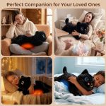 Mewaii Weighted Stuffed Animals Black Cat Plush, Heatable Coolable, 2-5lbs | Adjustable Comfort, Microwaveable Removable Inner Pad, Machine Washable Cover, Cozy Gift for Adults & Kids, 23in - Image 6