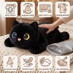 Mewaii Weighted Stuffed Animals Black Cat Plush, Heatable Coolable, 2-5lbs | Adjustable Comfort, Microwaveable Removable Inner Pad, Machine Washable Cover, Cozy Gift for Adults & Kids, 23in - Image 8