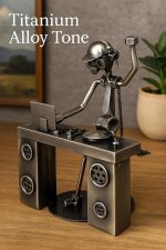 Broadway Gift Disc Jockey Figurine - Metal Spinner DJ Statue | Hand Crafted Silver Tone Steampunk Musician Decor for DJ's & Heavy Rock Music Fans - Image 4