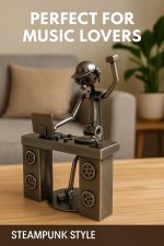 Broadway Gift Disc Jockey Figurine - Metal Spinner DJ Statue | Hand Crafted Silver Tone Steampunk Musician Decor for DJ's & Heavy Rock Music Fans - Image 5