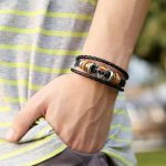3Pcs Anime Leather Bracelets, Skull Punk Alloy Cuff Wristband - Image 4