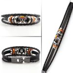 3Pcs Anime Leather Bracelets, Skull Punk Alloy Cuff Wristband - Image 6