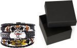 3Pcs Anime Leather Bracelets, Skull Punk Alloy Cuff Wristband - Image 7